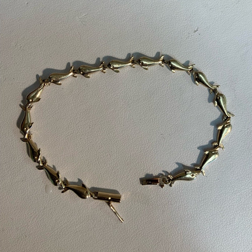Solid Gold Dolphin Bracelet - image 2